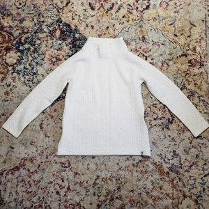 Talbots Mockneck Quilted Herringbone Pullover Top Cream Size XS